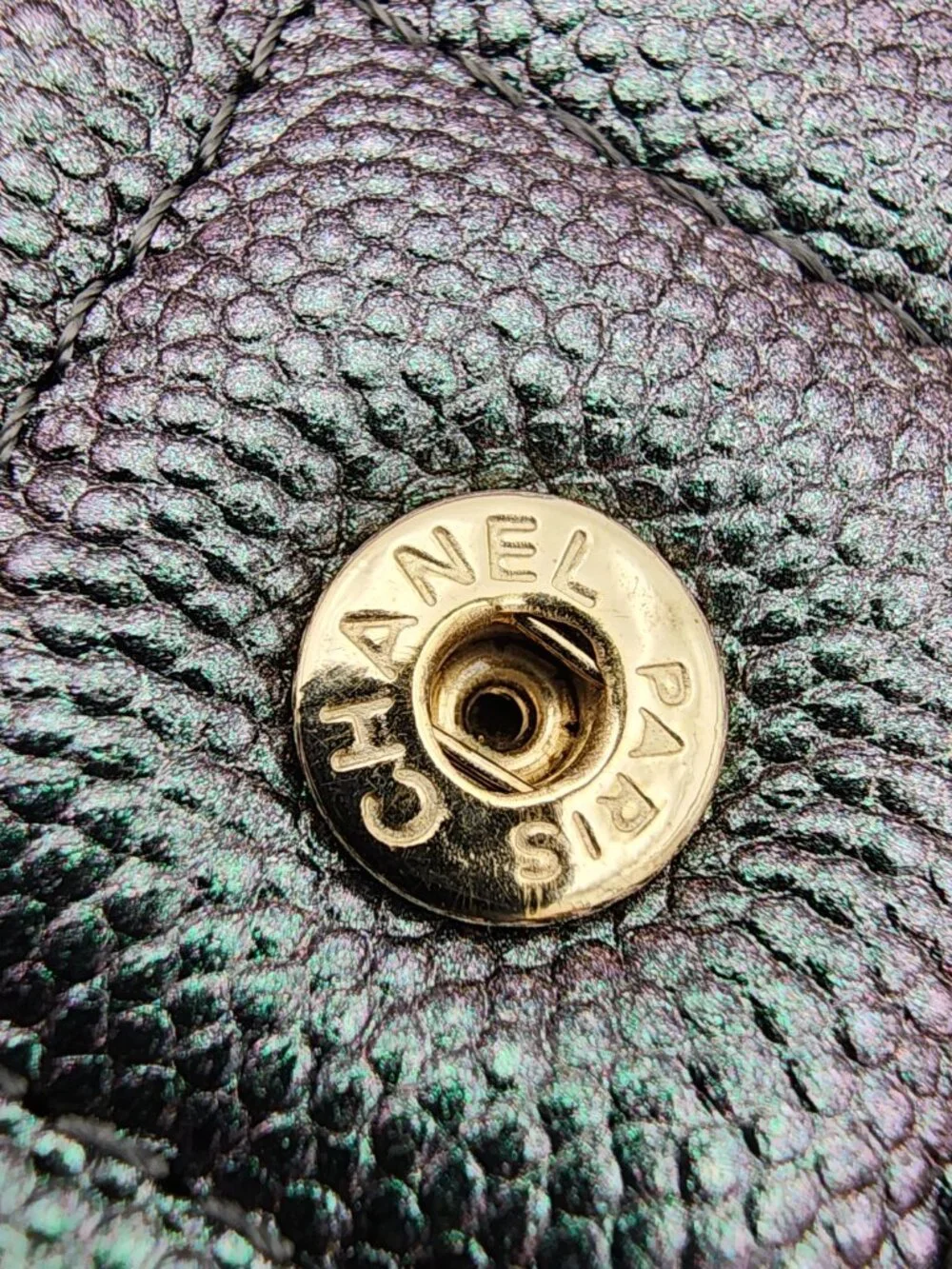 Chanel Iridescent Green Caviar Wallet on Chain WOC